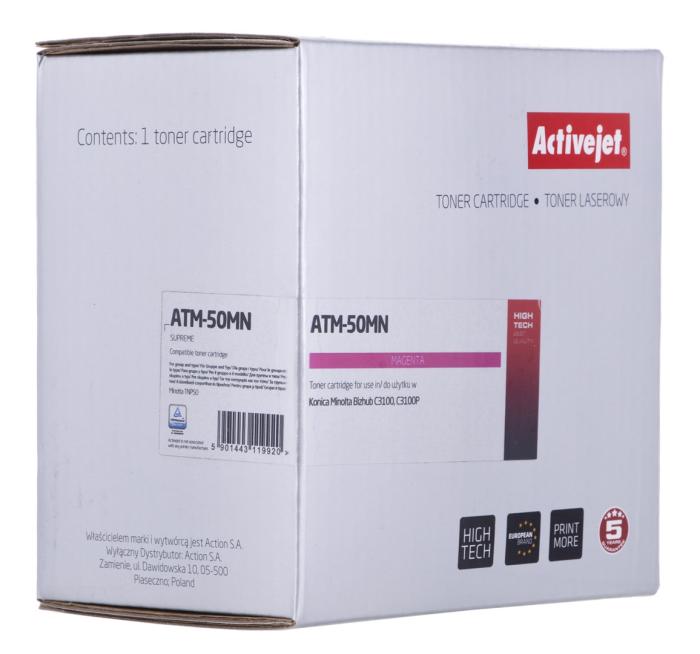ATM-50MN - toner Activejet ATM-50MN (zamiennik Konica Minolta TNP50M; Supreme; 6000 stron; purpurowy) (Konica Minolta Bizhub C3100P)