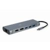 Gembird USB-C (1xUSB-C, 4xUSB 3.1, 1xVGA, 1xHDMI, 1xDP, 1xLAN, 1xCzytnik kart, 1xAudio) [A-CM-COMBO8-01]
