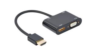 Gembird adapter HDMI (M) / HDMI (F), VGA, Audio, zasilanie USB (15cm) [A-HDMIM-HDMIFVGAF-01 ]