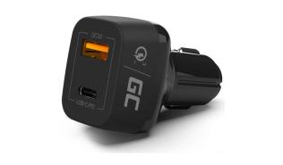 Green Cell ładowarka samochodowa QuickCharge 3.0 PD 1xUSB, 1XUSB-C (12-24V) (12V 1.5A, 5V 3A) [CAD33]