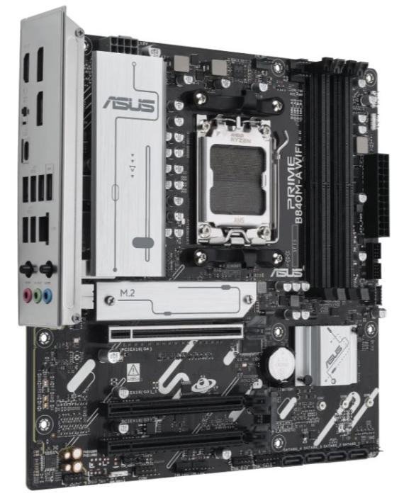 Asus PRIME B840M-A WIFI (AMD B840) [AM5, 4xDDR5 do 7600MHz, (HDMI 2.1, 2xDP 1.4a) (3xM.2, 1xPCIe 4.0 x16, 2xPCIe 3.0 x16 (x1), WiFi 6E, BT 5.3, micro ATX]