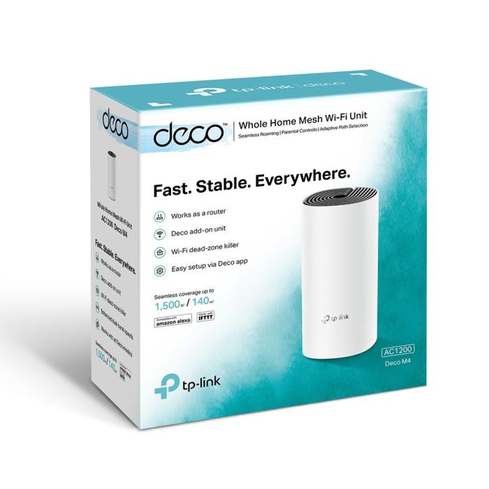 TP-Link DECO M4 (1-Pack) TP-Link Deco M4 AC1200 Whole-Home Mesh Wi-Fi System, MU-MIMO 2x1Gb/s (LAN/WAN)