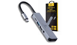 Gembird USB-C (USB-C 3.1 Gen1 PD87W, 1xUSB 2.0, 1xUSB 3.1, 1xHDMI 4K@30Hz, 1xAudio) (12 cm) [A-CM-COMBO5-02]