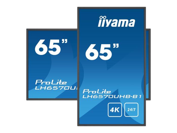 65’’ Iiyama LH6570UHB-B1 (VA LED, 3840x2160, 700, 60Hz) (2xHDMI, RS-232C, LAN, MiniJack, 2xUSB 2.0) głośniki, czarny
