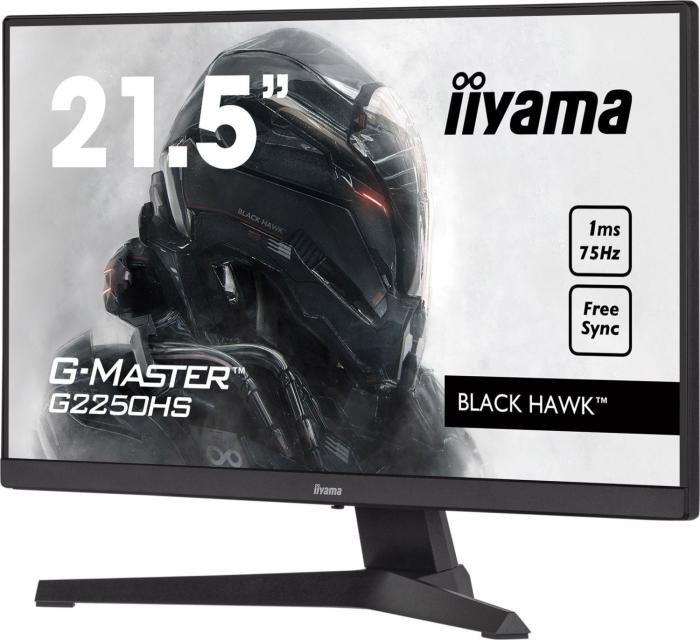 22’’ Iiyama G-Master G2250HS-B1 (VA LED, 1920x1080, 250, 1ms, 75Hz) (HDMI 1.4, DP 1.2) głośniki, czarny
