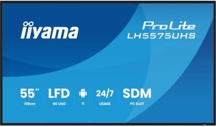 (55) 54.6 Iiyama ProLite LH5560UHS-B2AG (VA, 3840x2160, 500, 6.5ms, 60Hz) (2xHDMI, 1xUSB-C Alt DP, 2xUSB-A 2.0, LAN, Audio) głośniki, biały