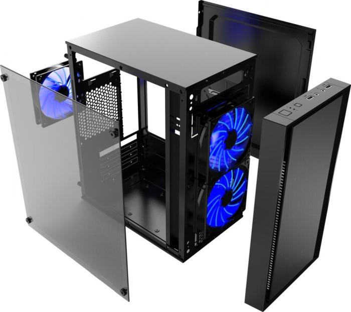 Gembird Fornax 960R Blue (czarny) (akryl) (2x USB 3.0) (1x2.5, 2x2.5/3.5, 1x3.5, 1x5.25) [CCC-FORNAX-960B]
