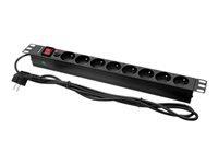 Listwa zasilająca QOLTEC do RACK 19 1U 16A PDU CB [53996] 8xSCHUKO 2m