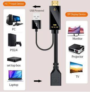 Konwerter (adapter) HDMI (M) + USB  / DisplayPort 1.2 4K 60Hz (25cm) [ZN0445]