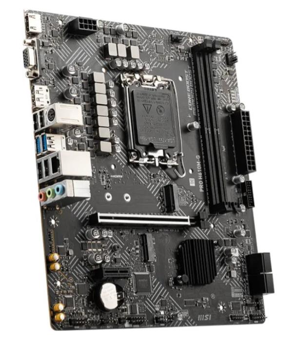 MSI PRO H610M-G (Intel H610) [S1700, 2xDDR4 do 3200MHz, (VGA, HDMI 2.1, DP 1.4) (1xM.2, 1xPCIe 4.0 x16, 1xPCIe 3.0 x1), micro ATX]