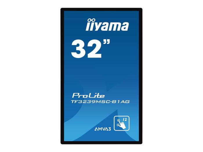 32’’ Iiyama TF3239MSC-B1AG (VA dotykowy, 1920x1080, 500, 8ms, 60Hz) (VGA, 2xHDMI 1.4, DP 1.2, LAN, COM) (VESA) głośniki, czarny