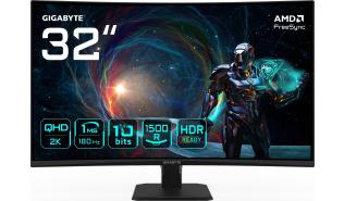 (32) 31.5 Gigabyte GS32QCA (VA zakrzywiony, 2560x1440, 250, 1ms, 180Hz) (2xHDMI 2.0, 1xDP, audio) czarny
