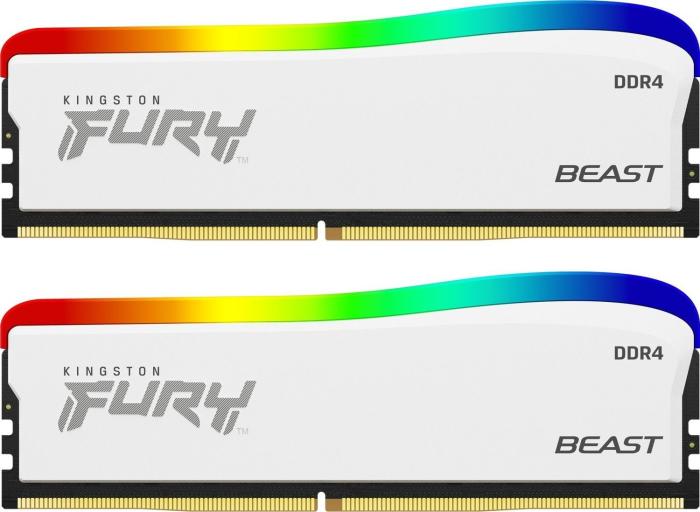 DDR4 32GB (2x16GB) 3600 MHz Kingston FURY Beast White RGB CL18 18-22-22 1.35V [KF436C18BWAK2/32]