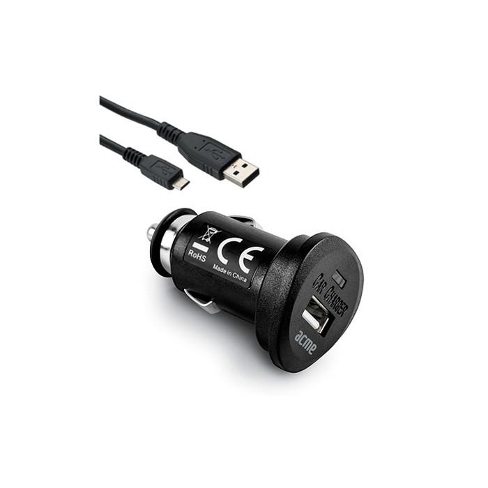Acme ładowarka samochodowa fast USB (5V,1.2A, maks. 6A) czarna + kabel micro USB CH10 [4770070874158] [115249]