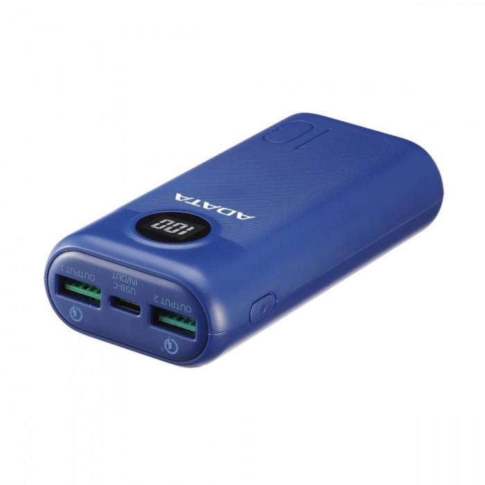 Power Bank A-Data P10000QCD 10000mAh 2xUSB 3.0, USB-C QC, PD (niebieski) [AP10000QCD-DGT-CDB]