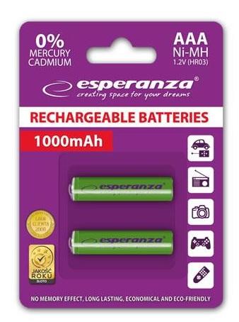 Esperanza akumulatory AAA 1000 mAh Ni-MH (2 szt.) (zielony) [EZA101G]