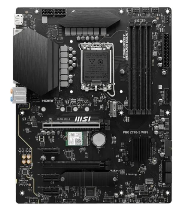 MSI PRO Z790-S WIFI (Intel Z790) [S1700, 4xDDR5 do 6600MHz, (HDMI 1.4, DP 1.4) (2xM.2, 1xPCIe 5.0 x16, 1xPCIe 4.0 x16 (x4), 3xPCIe 3.0 x1), WiFi 6E, BT 5.3, ATX]