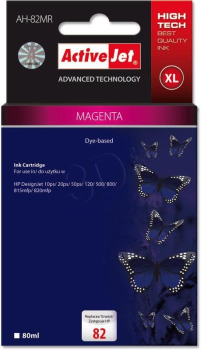 AH-82MR, AH-912 (82) - magenta, wkład z atramentem ActiveJet, 80 ml, zamiennik C4912A (Premium) (HP DesignJet 10ps, 20ps, 50ps, 120, 120nr, 500, 500ps, 510, 800, 800ps, cc800ps, 815mfp, 820mfp)