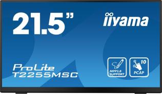 (22) 21.5 Iiyama T2255MSC-B1 (IPS dotykowa, 1920x1080, 360, 5ms, 60Hz) (HDMI 1.4, DP 1.2) głośniki, czarny