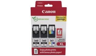 PG-560XLBKx2+CL-561XL (3712C009) - czarny i kolorowy oryginalny wkład z atramentem Canon, czarny 2x14.3 ml 400 stron, kolor 12.2 ml 300 stron (Canon PIXMA TS5350, TS5350a, TS5351, TS5352, TS7450)