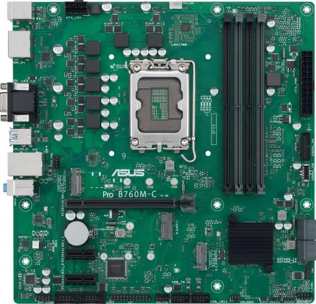 Asus PRO B760M-C-CSM (Intel B760) [S1700, 4xDDR5 do 6200MHz, (VGA, HDMI 2.1, 2xDP 1.4) (2xM.2, 1xPCIe 4.0 x16, 2xPCIe 3.0 x1), micro ATX]