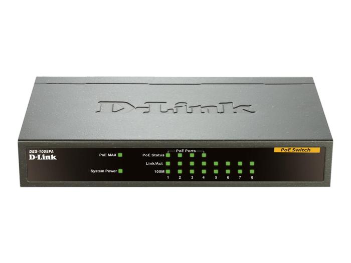 D-Link DES-1008PA Desktop Switch PoE 10/100 Mbit/s 8-port