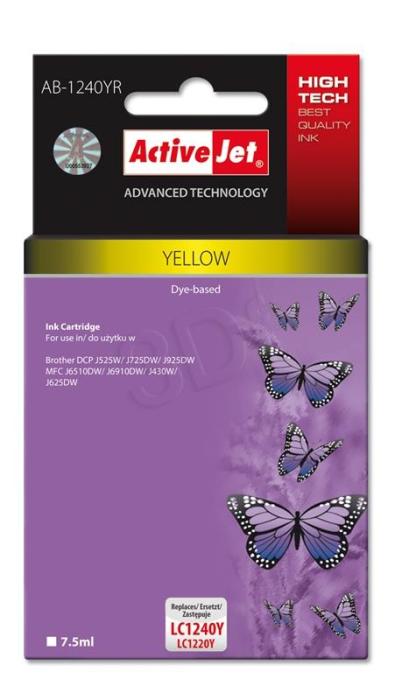 AB-1240YR - yellow, wkład z atramentem ActiveJet, 7,5 ml, zamiennik LC1240Y, LC1220Y (DCP-J525W, J725DW, J925DW, MFC-J6910, J430W, J825DW, J6910DW, J6510DW, J5910DW)