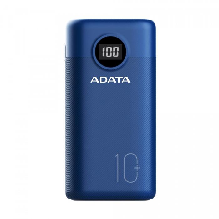 Power Bank A-Data P10000QCD 10000mAh 2xUSB 3.0, USB-C QC, PD (niebieski) [AP10000QCD-DGT-CDB]