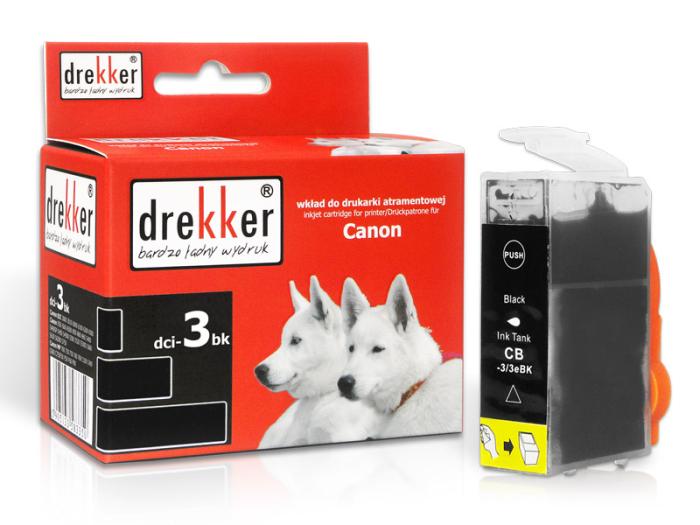 DCI-3BK - czarny wkład z atramentem Drekker, 26ml, 450 stron (zastępuje BCI-3BK) (Canon BJC 3000, 3010, 6000, 6100, 6200, 6500, MP 700, 730, 750, 760, 780, C100, C400, C600, C755, F30, F50, F60, F80)
