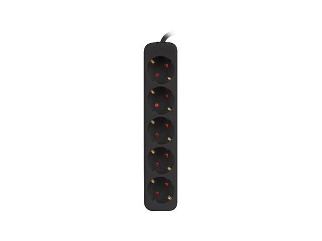 Lanberg PS0 Schuko (1.5m) czarny (5 gniazd bez wyłącznika) [PS0-05F-0150-BK]