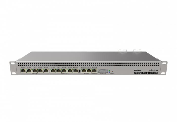 MikroTik Dude Edition Router 13x RJ45 1000Mb/s 1x microSD 2x SATA 2x M.2 60GB drive included [RB1100DX4]