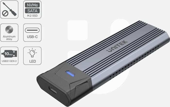 Obudowa Unitek S1204B na 1xM.2 PCIe/MVMe/SATA 10Gbps USB-C 3.1 Gen2