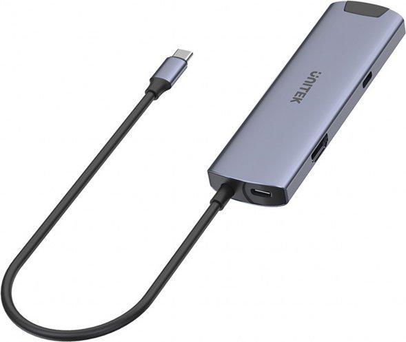 Unitek H1112F USB-C Hub (2xUSB 3.0, GigabitEthernet LAN RJ45, 1xUSB-C, 1xUSB-C PD100W, 1xHDMI 4K@30Hz) (20 cm)