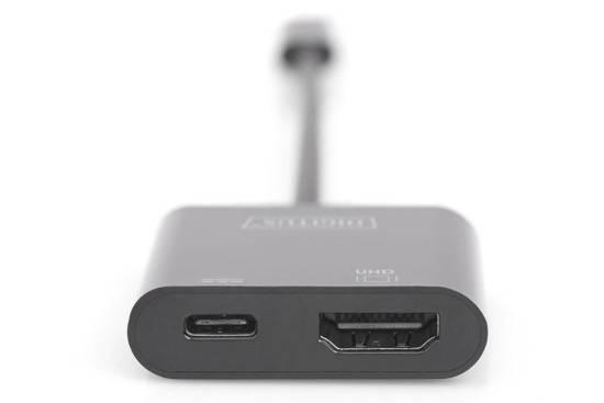 Digitus adapter USB-C Type-C / HDMI 4K 60Hz, USB-C PD (11cm) [DA-70856]