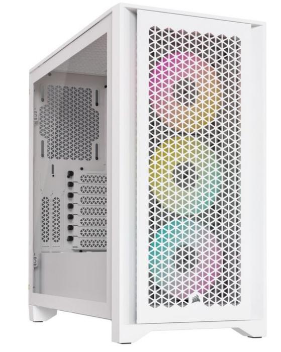 Corsair iCUE 4000D RGB Airflow Mid-Tower True White (szkło hartowane) (1x USB-C 3.2 Gen2, 2x USB 3.2 Gen1) (2x2.5, 4x3.5) [CC-9011241-WW]