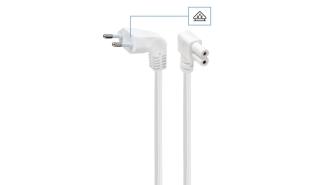 Gembird Kabel zasilający 2-pinowy kątowy (ósemka) 2.5m (biały) [PC-184L-VDE-2.5M-W]