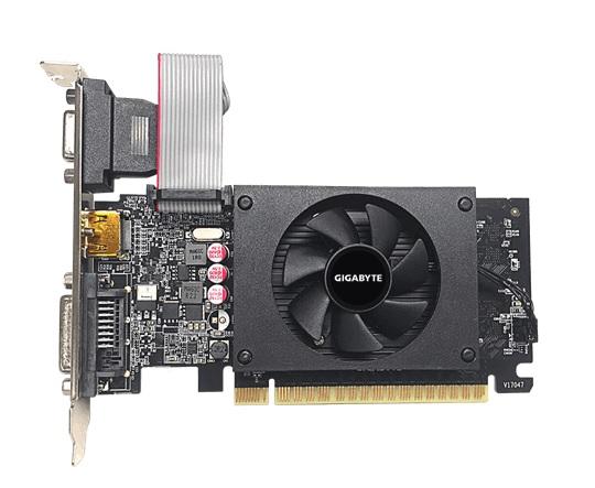GeForce PCI-E GT710 Gigabyte 2GB DDR5 BOX [GV-N710D5-2GIL] (VGA, DVI, HDMI) (rdzeń 954MHz, pamięć 5010MHz, 64-bit)