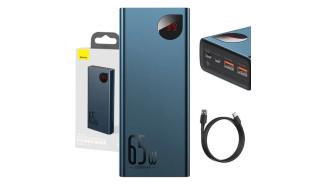 Power Bank Baseus Adaman Metal 20000mAh PD QC 3.0 65W 2xUSB-A, USB-C, micro USB (niebieski) [PPIMDA-D03]