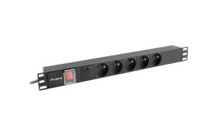 Lanberg Rack 1U PDU PL (2.0m) czarny (5 gniazd) [PDU-05E-0200-BK]