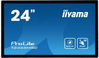 (24) Iiyama T2455MSC-B1 (IPS dotykowa, 1920x1080, 400, 5ms, 60Hz) (HDMI, DP, MiniJack, 2xUSB 3.0) głośniki, czarny