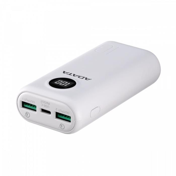 Power Bank A-Data P10000QCD 10000mAh 2xUSB 3.0, USB-C QC, PD (biały) [AP10000QCD-DGT-CWH]