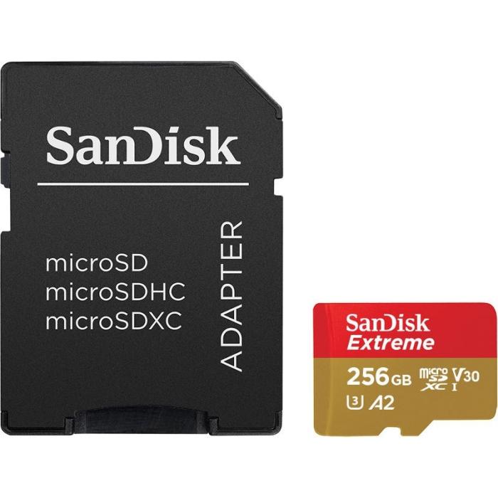 Secure Digital 256GB Sandisk Micro SDXC Extreme UHS-I U3 A2 C10 V30 + adapter (160/90MB/s) [SDSQXA1-256G-GN6MA]