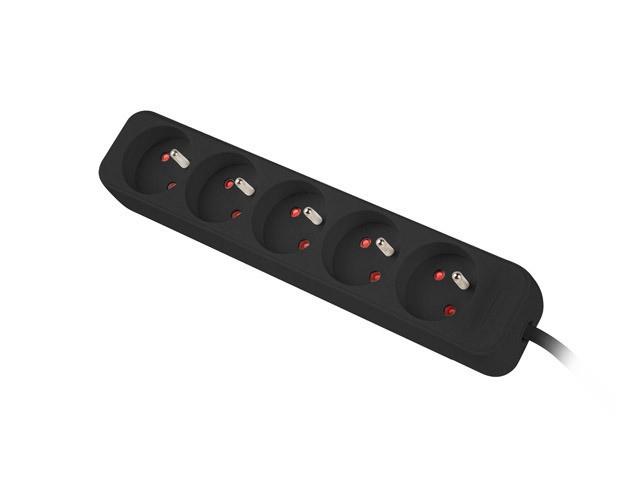 Lanberg PS0 PL do UPS (1.5m) czarny (5 gniazd bez wyłącznika) [PS0-05E-0100-IEC-BK]