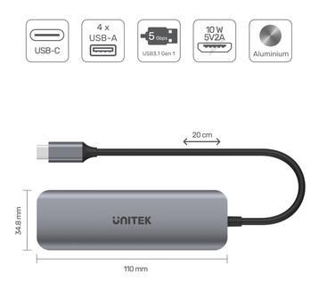Unitek H1107A USB-C Hub (4xUSB 3.1, 1 x micro USB)