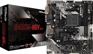 Asrock B450M-HDV R4.0 (AMD B450) [AM4, 2xDDR4 do 3200MHz, (VGA, DVI, HDMI 1.4) (1xM.2, 1xPCIe 3.0 x16, 1xPCIe 2.0 x1), micro ATX]