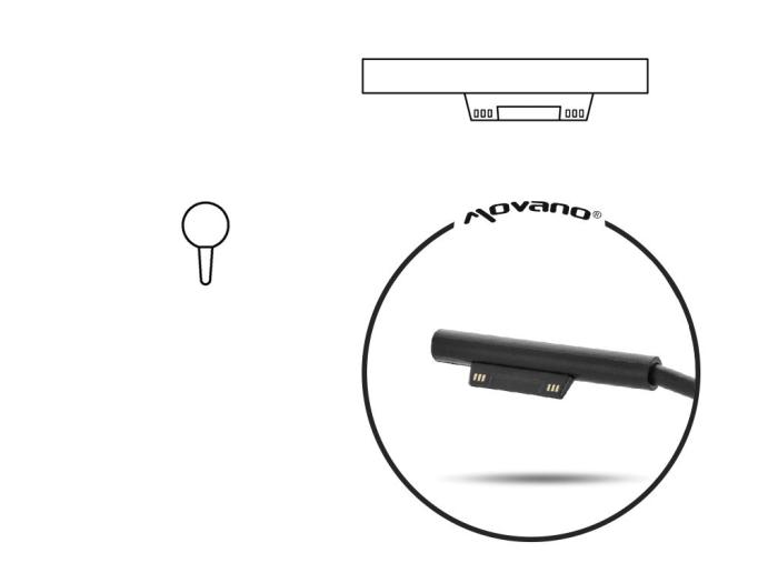 Wtyk z kablem do notebooków Microsoft Surface Pro 5, 6, 7, Book 2 (147 cm) [DC-T/MIC154]