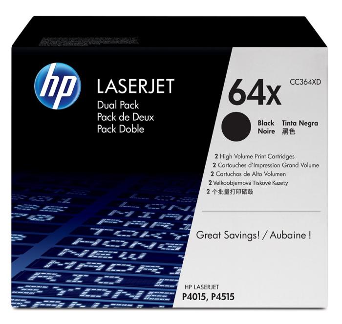 CC364XD (64X) - czarny 2 pack, oryginalny toner drukujący HP, 48 000 stron (HP laserjet P4015, P4515)