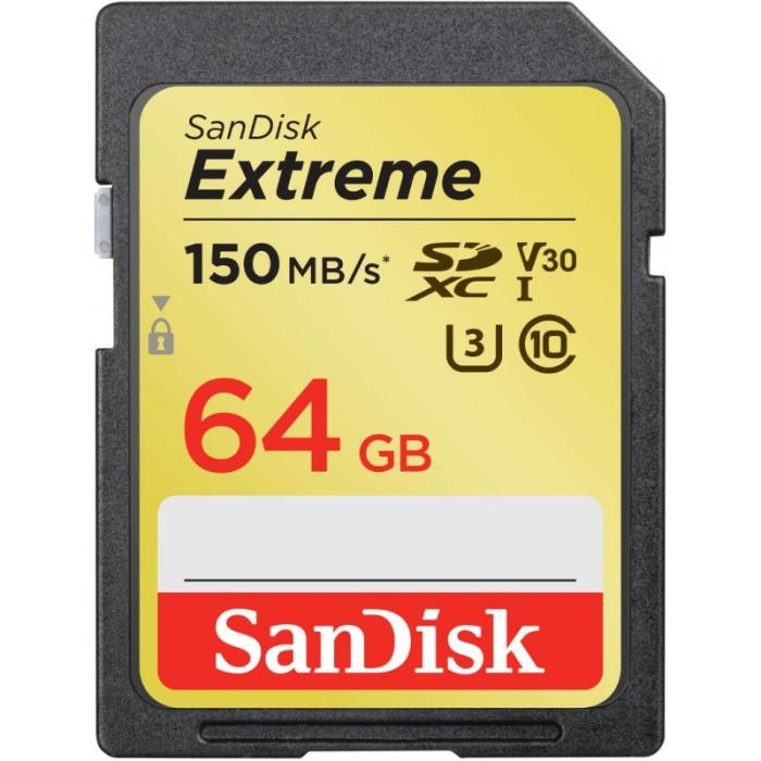 Secure Digital 64GB Sandisk SDXC Extreme V30 UHS-I U3 (150/60MB/s) [SDSDXV6-064G-GNCIN]