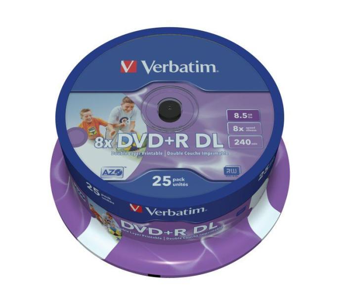 DVD+R Verbatim Dual Layer 8.5GB x8 Cake*25 Printable [43667]