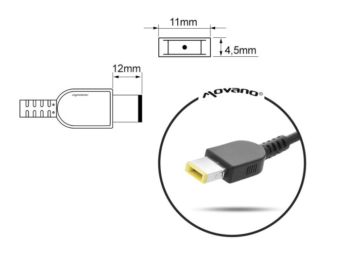 Movano zasilacz do laptopa LENOVO 20V / 2.25A / 45W wtyk: prostokatny yoga [LEN20225Y]